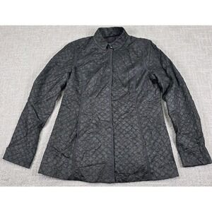 Eileen Fisher Quilted Tussah Silk Magnet Button Black Diamond Jacket Sz PP (0-2)